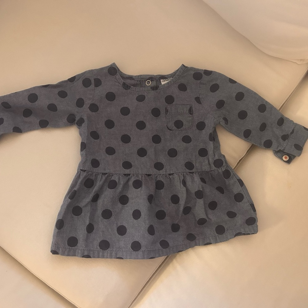 Gray Polka Dot Long Sleeve Baby Dress